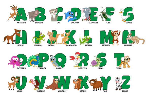 Alphabet Letters with Animal Character