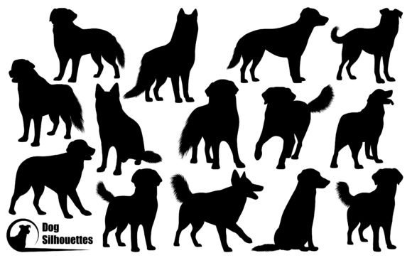 Animal Dogs Silhouettes Vector Art: Graphics & Illustrations for Real Publishing