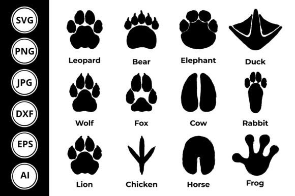 Animal Footprint Silhouette Brush Stroke Graphics & Illustrations