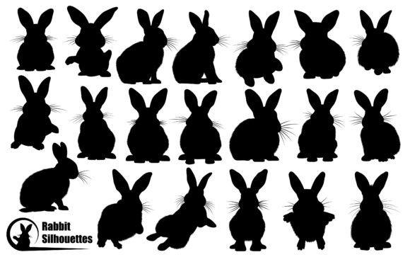 Animal Rabbit Running Silhouettes Vector