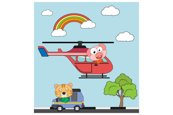 Animal with Transportation Graphics & Illustrations