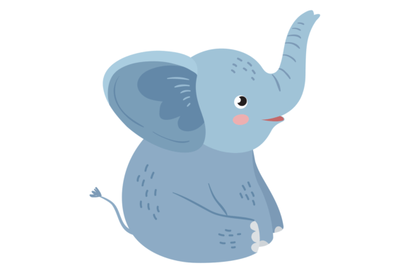 Baby Elephant. Cute Animal Sitting. Nursing