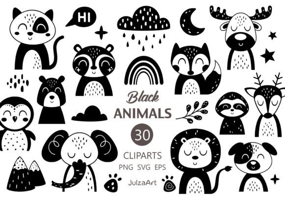 Black Animal Clipart: Graphics & Illustrations for Editorial Use
