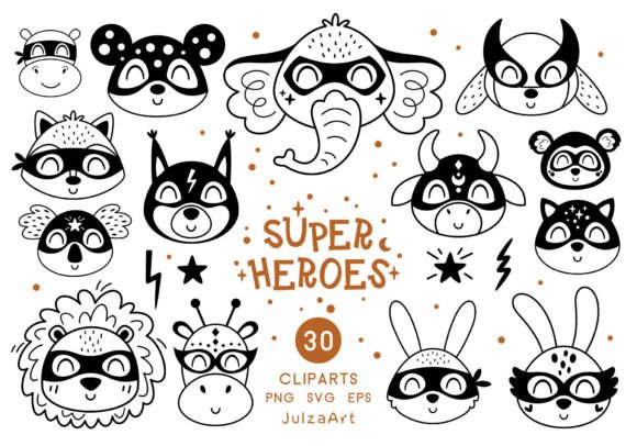 Black Superhero Animal Face Clipart