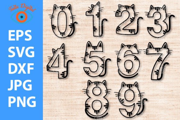 Cat Numbering Line Ornament Animal Graphics & Illustrations