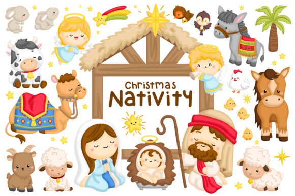 Christmas Nativity Clipart – Cute Animal Graphics & Illustrations