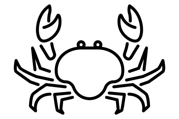 Crab Line Icon: Marine Animal & Sea Shell