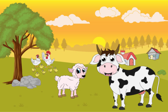 Cute Animal Farm: Friendly Graphics & Illustrations