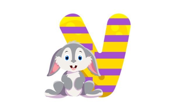 Cute Animal Icons Alphabet V Cliparts: Graphics & Illustrations