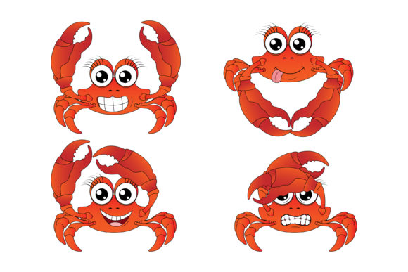 Cute Crab Animal Cartoon Graphics & Illustrations