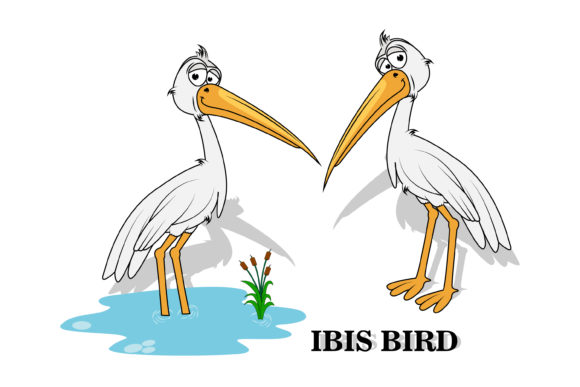 Cute Ibis Bird Animal Cartoon Graphics & Illustrations