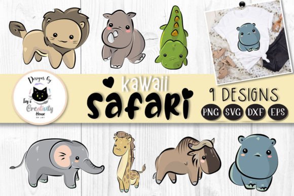 Cute Kawaii Animal Clipart Safari SVG: Graphics & Illustrations