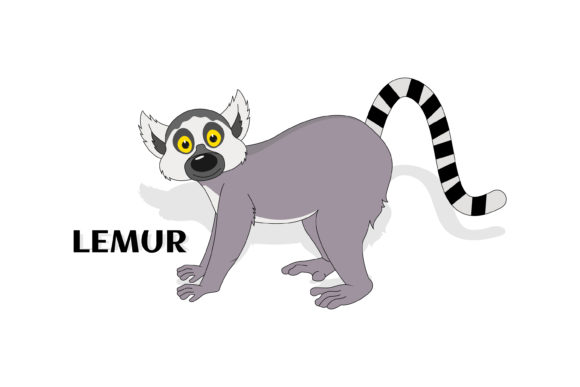 Cute Lemur Animal Cartoon: Graphics & Illustrations for Real Publishing
