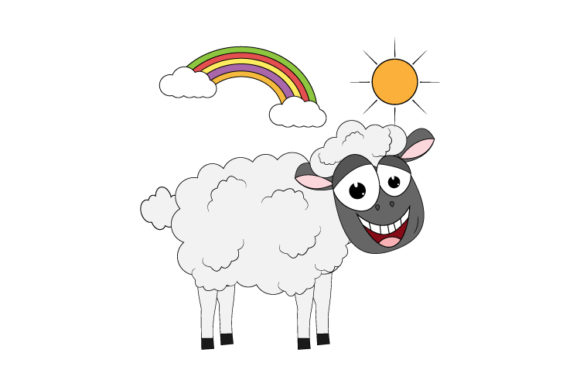 Cute Sheep Animal Cartoon: Friendly Graphics & Illustrations