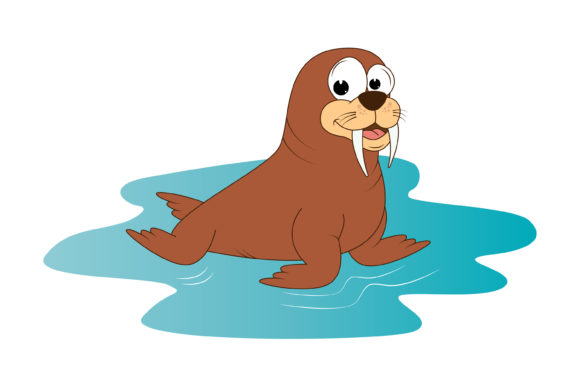 Cute Walrus Animal Cartoon: Friendly Graphics & Illustrations