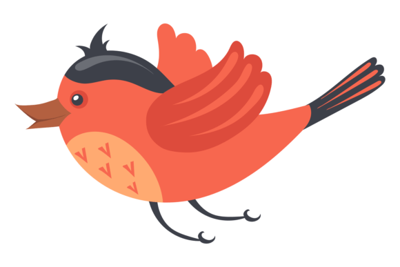Flying Bird. Cute Winges Animal. Colorfu