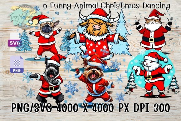 Funny Animal Christmas Dancing Drawing Graphics