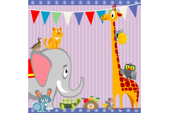 Happy Animal Birthday Party Background Graphics