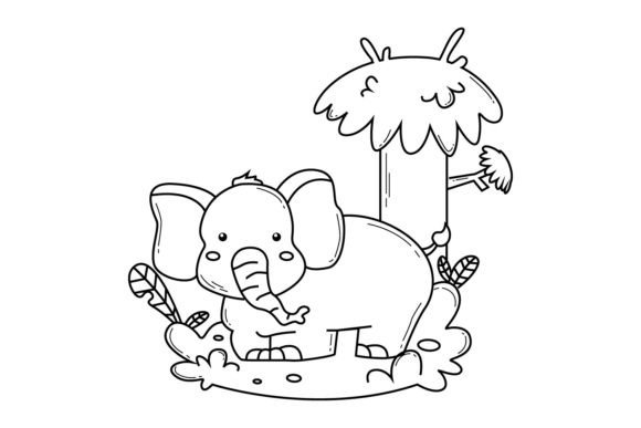 Jungle Animal Coloring Book Design Art: Graphics & Illustrations