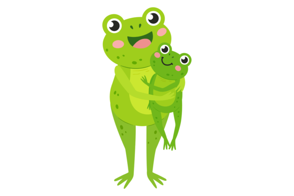 Mother Frog with Kid Graphics: Cute Animal Illustrations