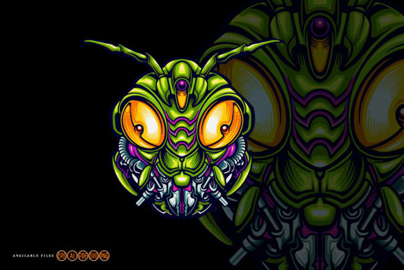 Robotic Animal Head Grasshopper Graphics & Illustrations